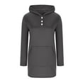 thumbnail image 4 of Womens Long Length Hoodies, Long Sleeve Pullover for Women Fall Fashion Loose Fit Solid Color Button Up Hooded Sweatshirts with Pockets, 4 of 6