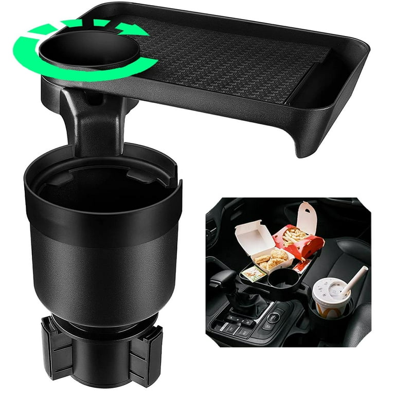 Seven Sparta Car Cup Holder Expander Insert with Food Tray Adjustable Base  Dining in Car 
