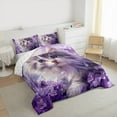 thumbnail image 3 of Manfei Cartoon Cat Lover Bedding Comforter Set, Kawaii Kitten Animal Twin Comforter Sets, Dreamy Purple Floral Reversible Bedding Set, Luxury Bedroom Decor, 2 Pieces, 3 of 8