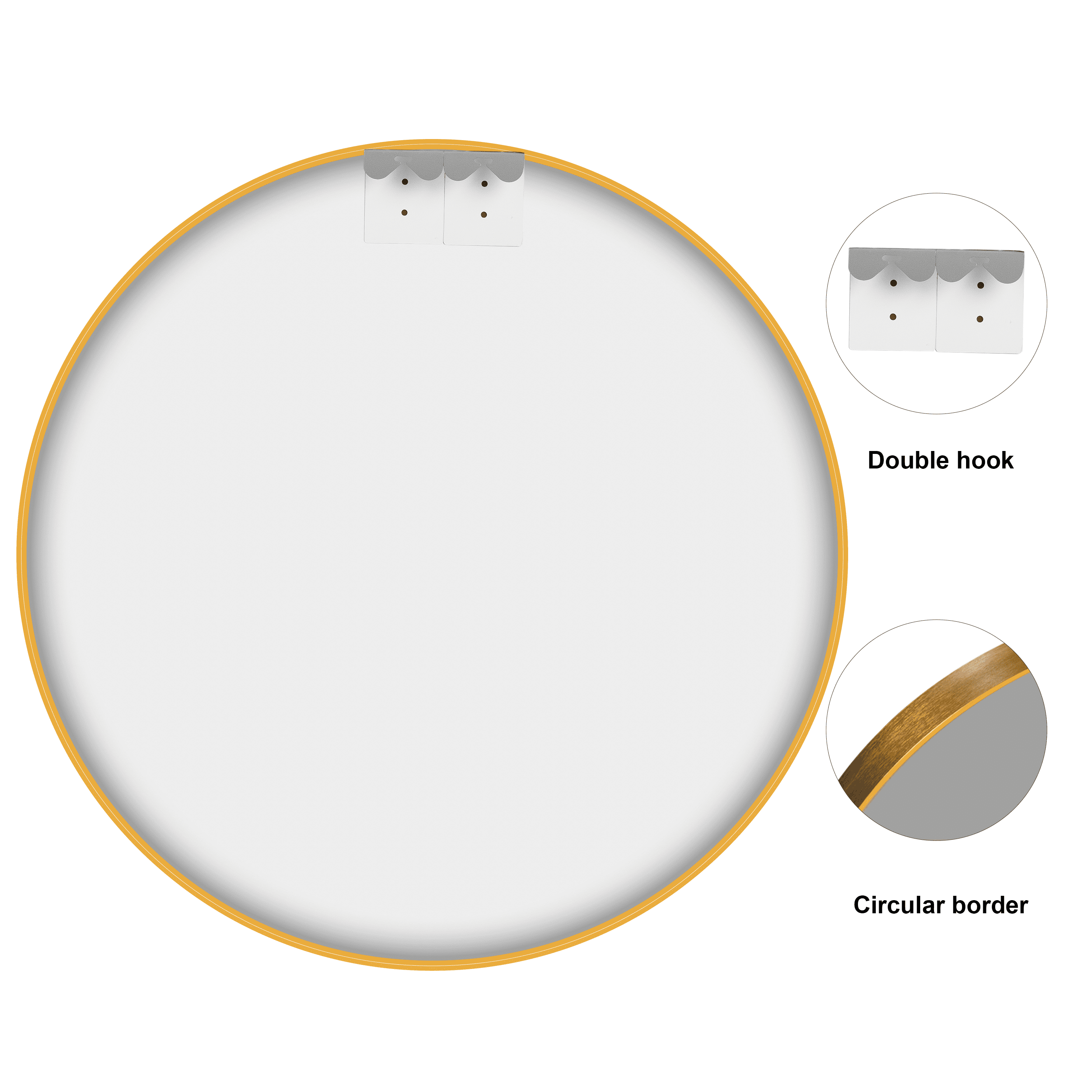 MAYEERTY 20"x20" Modern Round Aluminum Alloy Frame Wall Mirror Wall Mounted Mirror,Gold