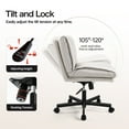 thumbnail image 4 of LEAGOO Armless Desk Chairs with Wheels Office Chair Vanity Chair with Technical Cloth Adjustable Swivel Computer Task Chairs for Home Base, Bedroom, Small Space, Make up,Off-white, 4 of 23