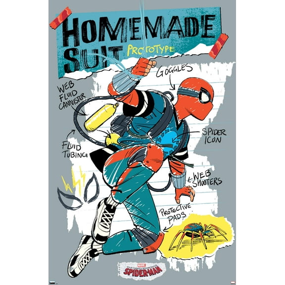 Marvel Animations' Your Friendly Neighborhood Spider-Man - Homemade Suit Wall Poster, 22.375" x 34"