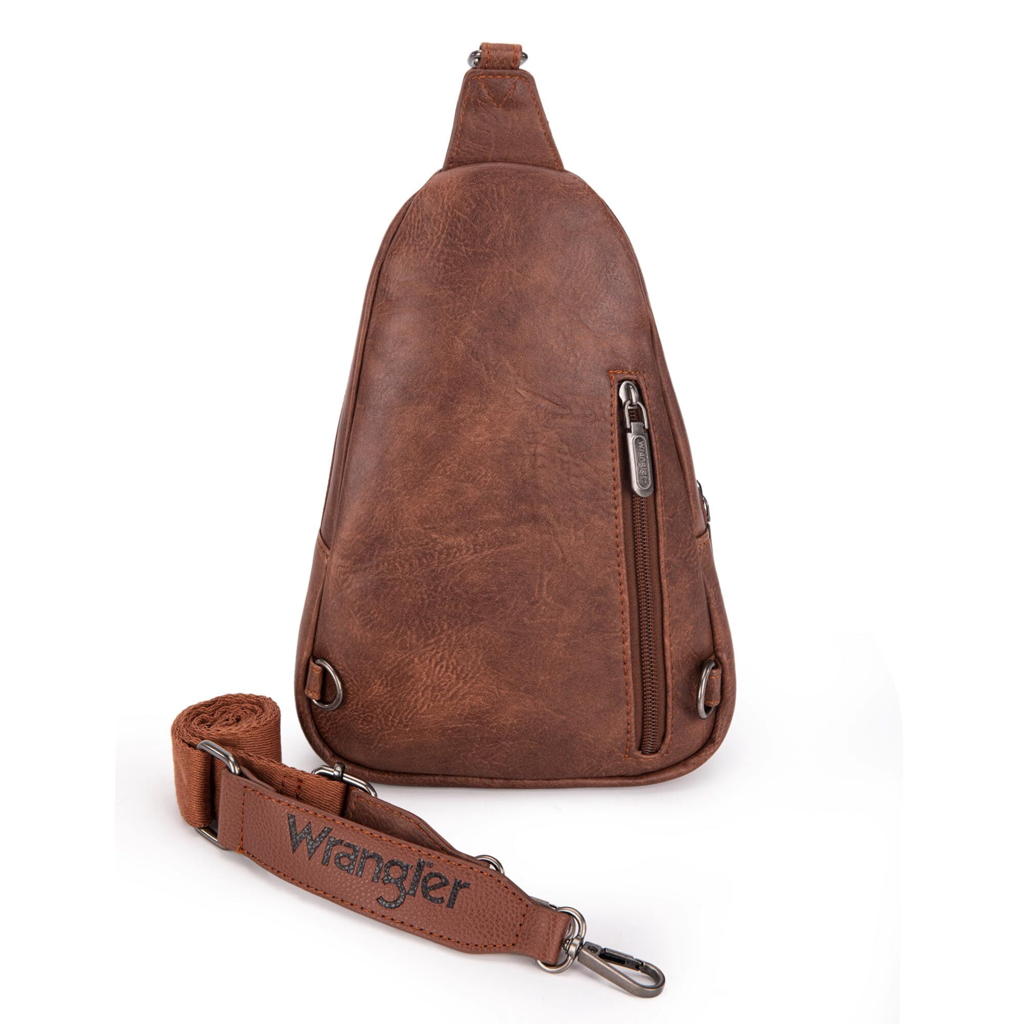 Wrangler Small Crossbody Sling Bags for Women Fanny Packs Chest Bag for Travel Gift, Dark Brown