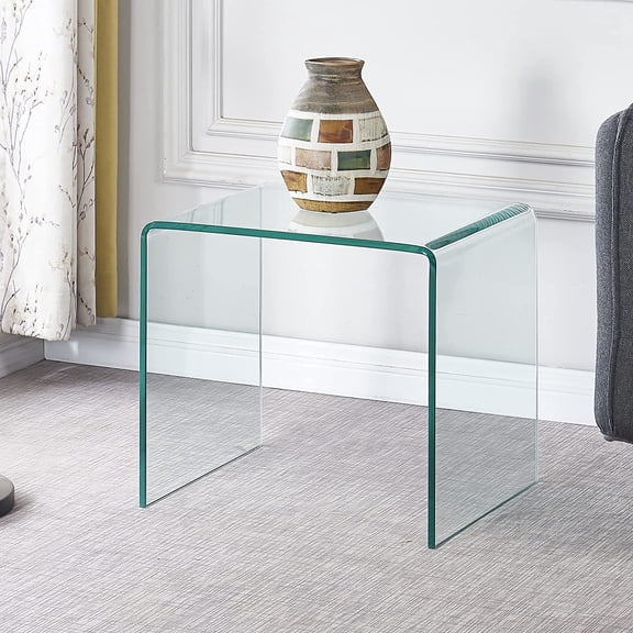 Clear End Table Small Glass Side Tables,Tempered Glass Nightstand Transparent Home Office Furniture for Living Room 15.8" D x 19.72" W x 17.72" H