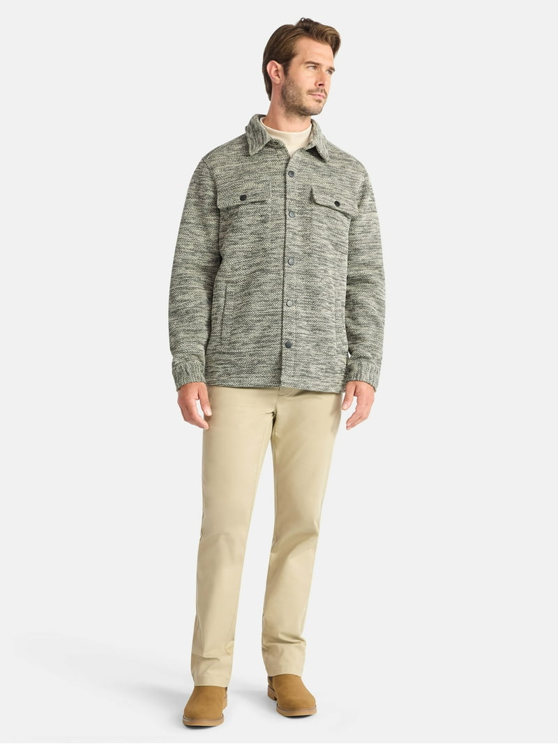 George Men's and Big Men's Knit Shacket with Microfleece Lining