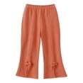 thumbnail image 2 of HUAXUN-Toddler Girls Ribbed Knit Flare Pants with Bow Detail - Stretchy Soft Casual Trousers for Baby Comfortable Playwear Everyday Outfits(Orange,2-3Years), 2 of 3