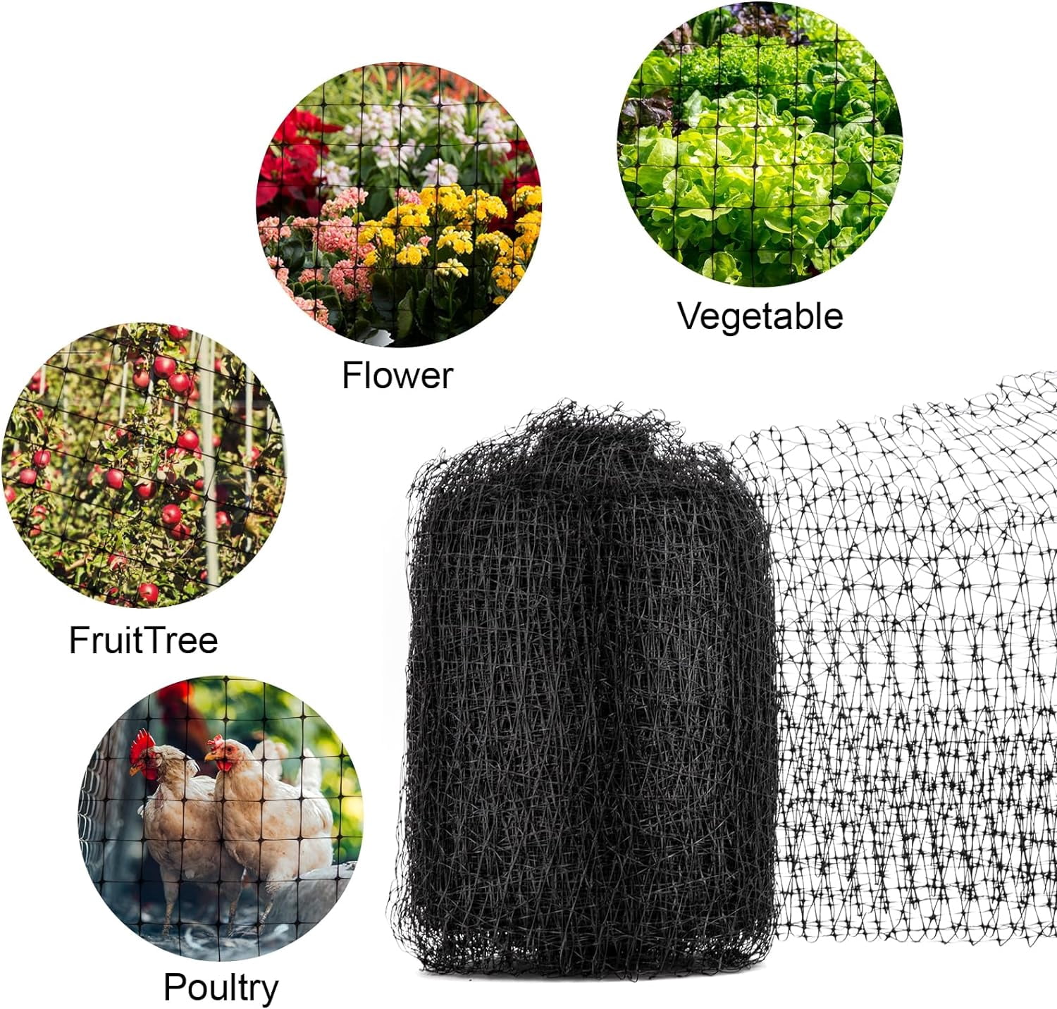 Bird Netting 5 x 100 FT Heavy Duty Garden Netting Deer Fence Netting Pest Barrier for Protect Fruit Trees, Plants and Vetables Against Birds, Deer, Squirrels, Black
