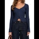 thumbnail image 2 of Cárdigan de Larga para Mujer, Suéter Corto de Punto Abierto, Chaqueta con Cuello en V y Botones para Otoño Azul Marino XL, 2 of 10