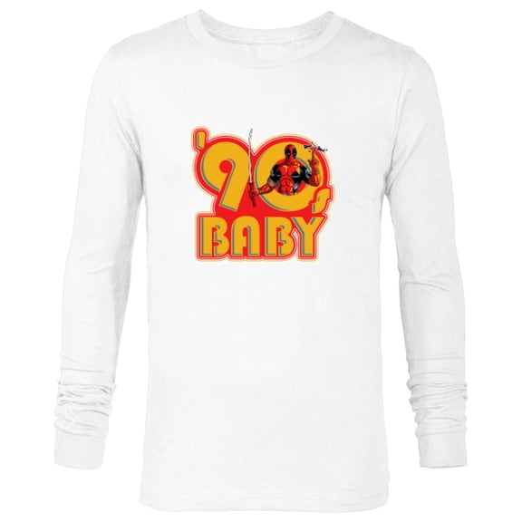 Marvel Deadpool Nerdy Thirty 90s Baby - Long Sleeve T-Shirt for Men - Customized-White