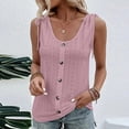 thumbnail image 2 of Wyobmus Womens Plus Size Tank Tops Sleeveless Eyelet Embroidery Scoop Neck Shirt Casual Button Down form Fitting Summer Tank Top S-4X C-Pink, 2 of 7