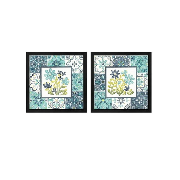 Metaverse Laura Marshall 'Garden Getaway Patchwork' Framed Art (Set of 2)