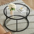thumbnail image 2 of Round Modern Coffee Table - Clear Tempered Glass Top - Black Metal Frame, 2 of 9