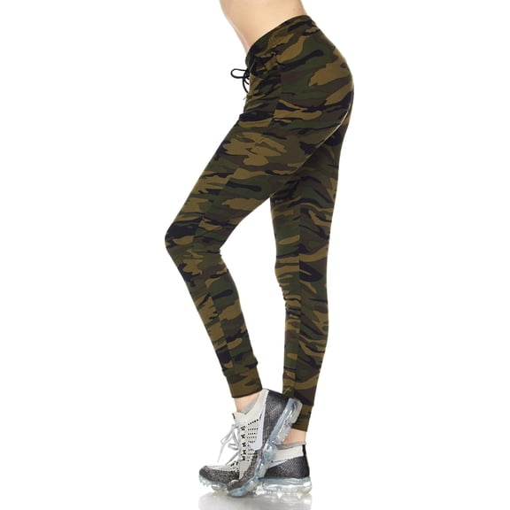 Buttery Soft Olive Green Camouflage Joggers (One Size Regular,Green)
