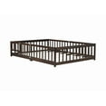 thumbnail image 5 of Mirightone Full Size Floor Bed, Wood Montessori Floor Beds with Fence Railings, Door & Slats Support, Twin Playhouse Bed Frame, (Espresso), 5 of 6