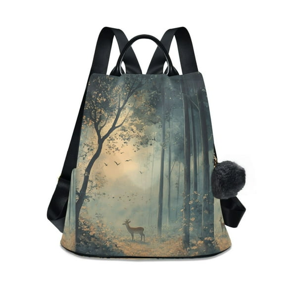 FORMRS Women's Travel Backpack Purse Anti-Theft Hidden Pockets Casual Shoulder Bag, Retro Forest