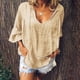 thumbnail image 2 of Moda mujer verano casual 1/2 manga cuello redondo blusa sólida camiseta Wmkox8yi  bvn1564, 2 of 8