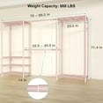 thumbnail image 6 of E1 Heavy Duty Closet Garment Rack, 6 Tiers Adjustable Metal Freestanding Expandable Clothing Storage with 4 Hanger Rods, Easy to Assemble Wardrobe, 71.4" H x (70" - 88.2") L x 14" D, Pink, 6 of 14