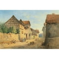 thumbnail image 2 of Carl Lafite 14x11 Gold Ornate Wood Frame and Double Matted Museum Art Print Titled - Village Road with Many Decorative Figures, 2 of 4