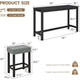 thumbnail image 2 of 59 Inch Industrial Bar Table Set with Power Outlet 3 Padded Stools Solid Wood Console Table for Living Room Dining Room Black, 2 of 8
