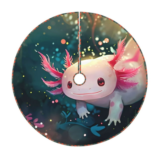 Fotbe Jupe de Sapin de Noël Motif Fantaisie Axolotl, Jupes de Sapin Décorations de Noël en Peluche, Jupes de Sapin de Noël Décorations de Fête de Noël-48 Pouces