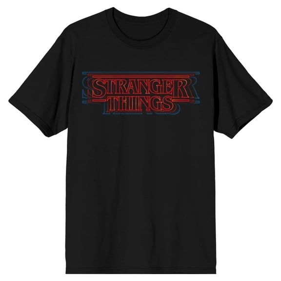 Stranger Things Outline Logo Tee - Black Short Sleeve T-Shirt-Medium