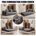 thumbnail image 6 of Resenkos Convertible Floor Sofa Bed with Pillow Armrests, for Living Room, Chenille - Dark Grey, 6 of 7