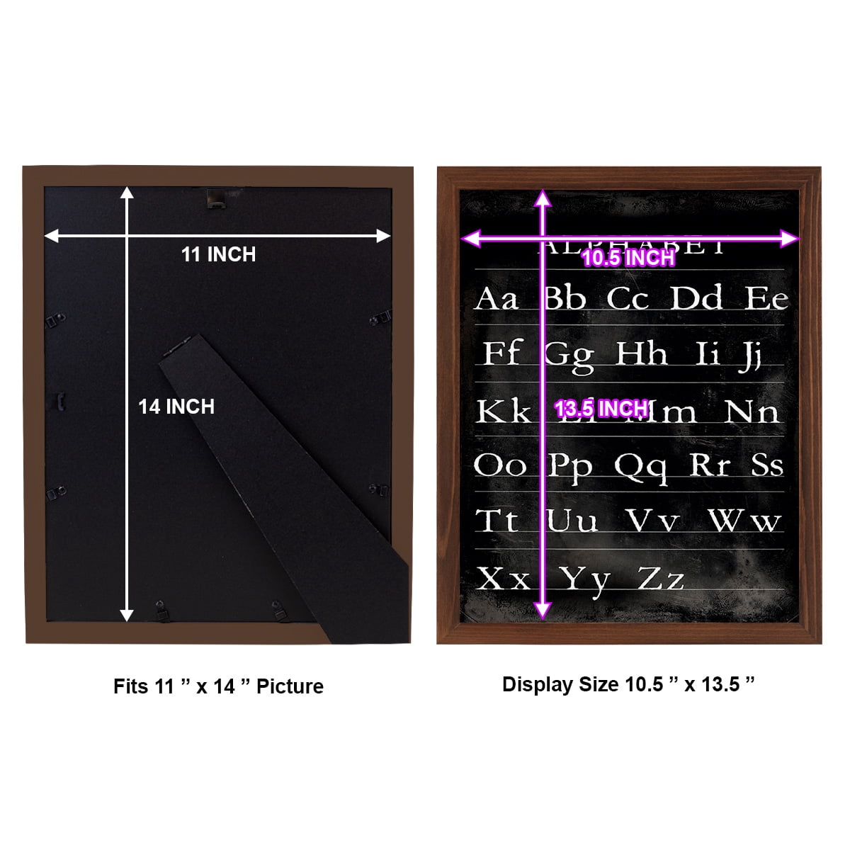 Alphabet Chart - Framed Print w/glass - Chestnut