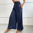thumbnail image 5 of Laqbezok Women's High Waist Smocked Palazzo Pants, Wide Leg Casual Trousers, Loose Flowy Summer Beach Vacation Slacks, 5 of 7