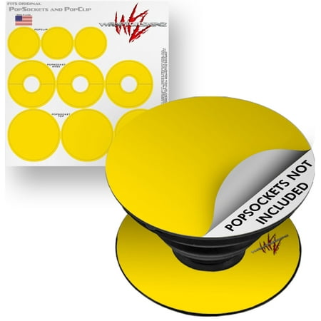 Decal Style Vinyl Skin Wrap 3 Pack for PopSockets Solids Collection Yellow (POPSOCKET NOT INCLUDED) by WraptorSkinz