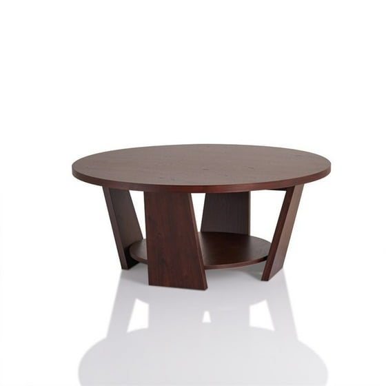 Furniture Of America Ernest Round Coffee Table In Vintage Walnut