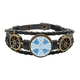 thumbnail image 1 of Talavera Azul flor patrón de ilustracion Pulsera marina tejida en cuero, 1 of 4