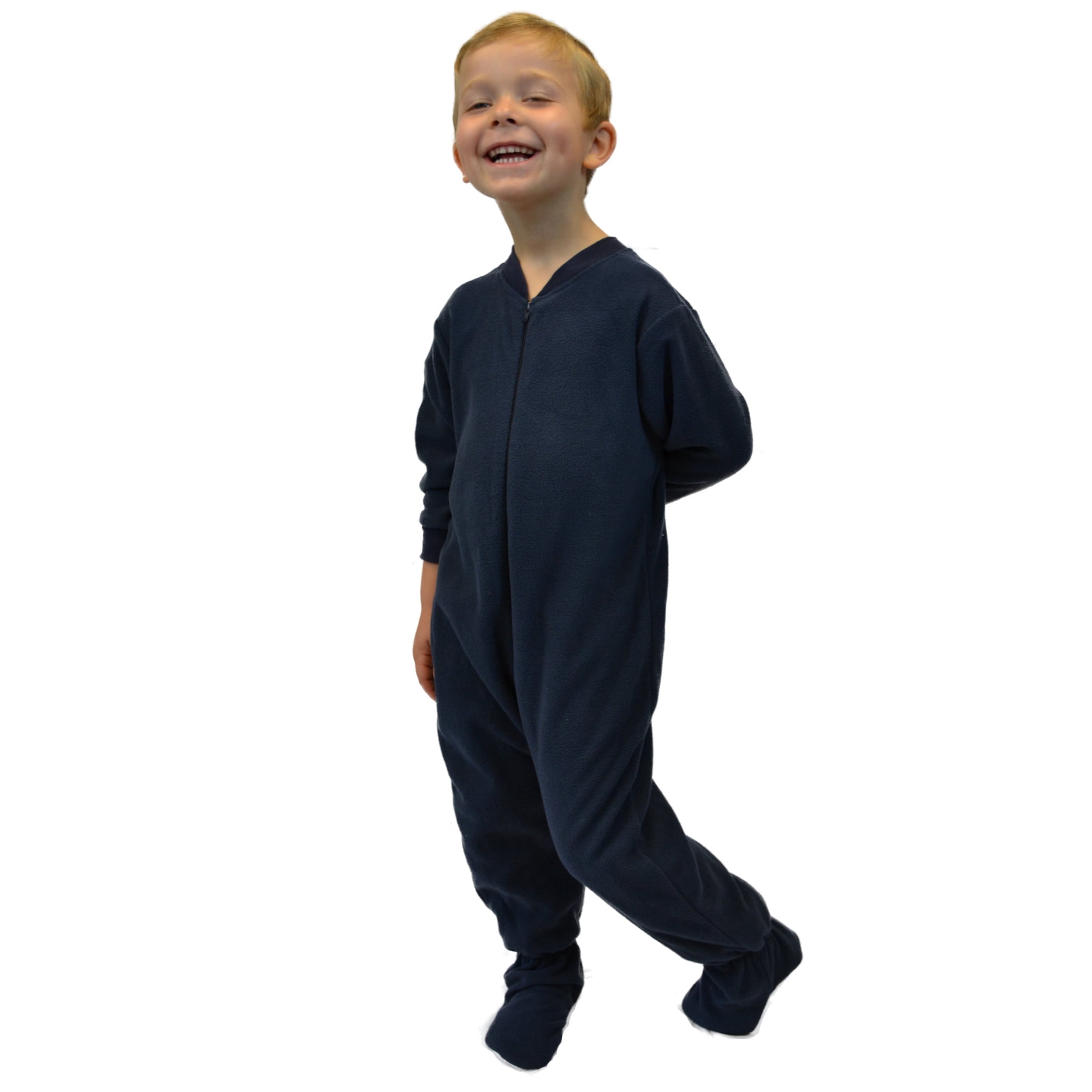Big Feet Pajamas Little Boys Infant Toddler Navy Blue Fleece Footed Pajamas Sleeper Blue