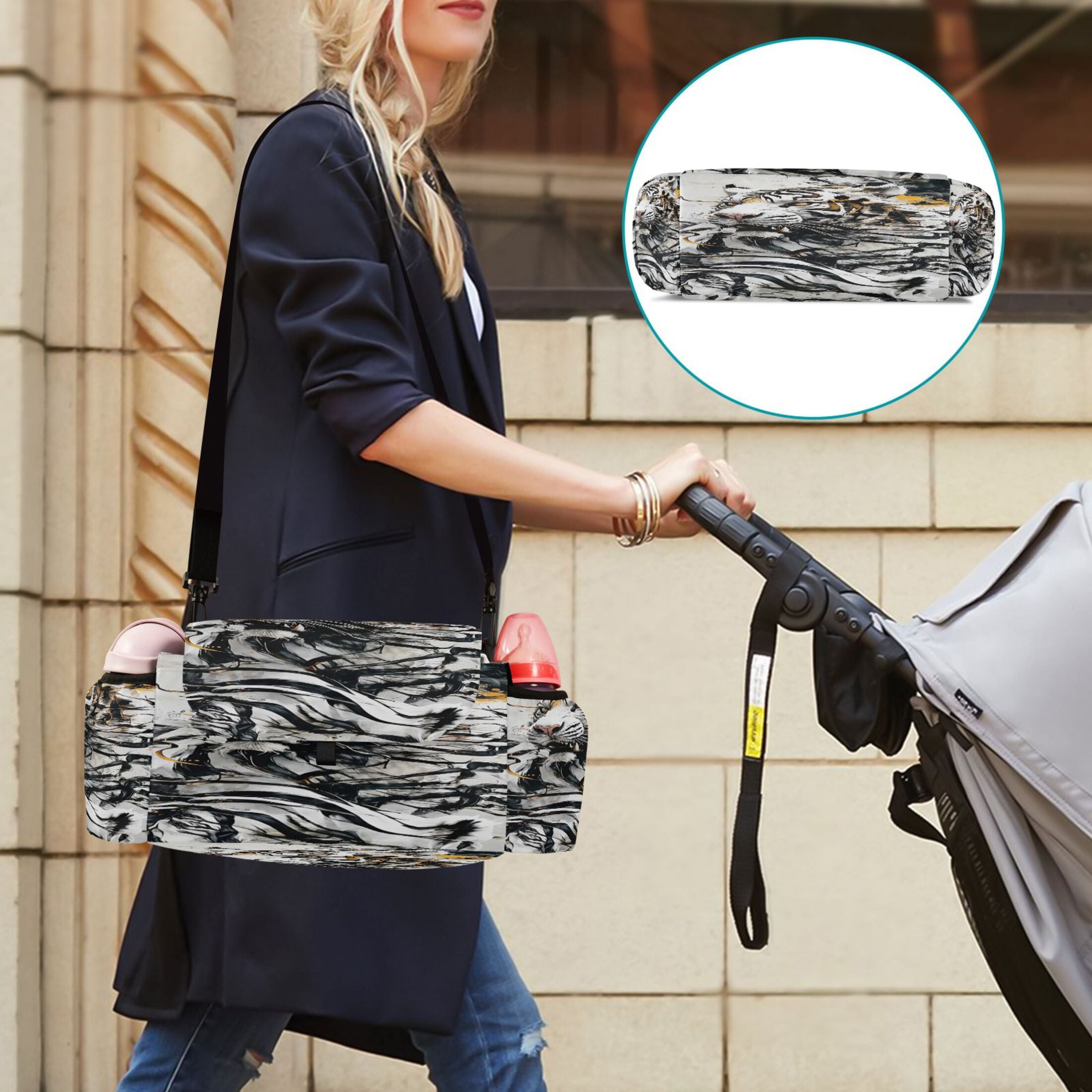 DIXRUYEE Stroller Organizer Tiger Rising Printed