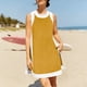 thumbnail image 2 of Vestido de Verano de Manga Corta de las Mujeres Cuello Redondo Cuello en V Sólido Casual Mini Patinador Vestido de Dos Piezas, Falda de Verano Corta, 2 of 6