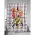 thumbnail image 5 of Shower Curtains Spring Tulips Flower Plant Bath Curtain Blue Purple Buffalo Plaid Waterproof Bathroom Shower Curtain Set with Hooks Decoration 72 x 72 Inches, 5 of 7