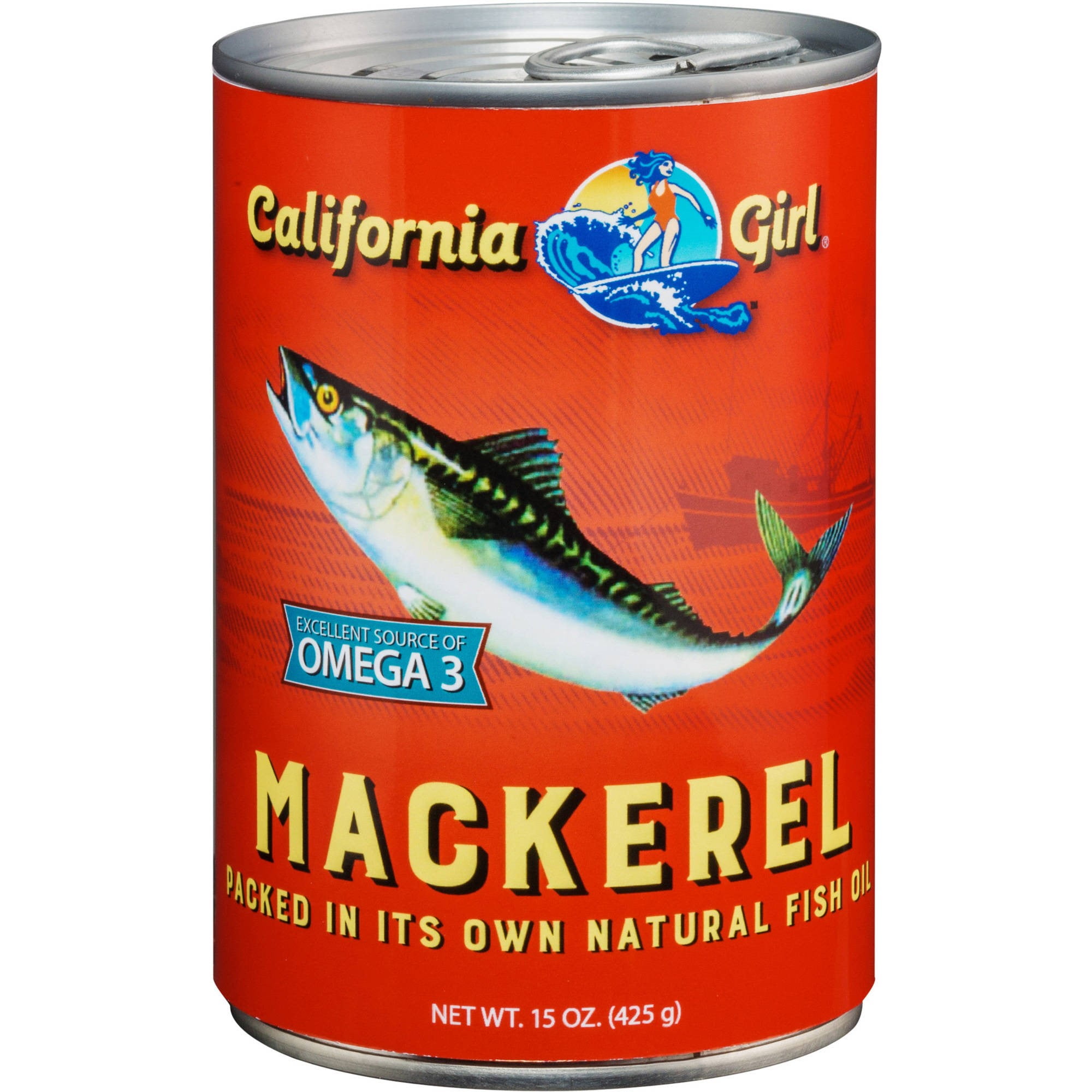 California Girl Pacific Mackerel in Olive Oil, 15 oz