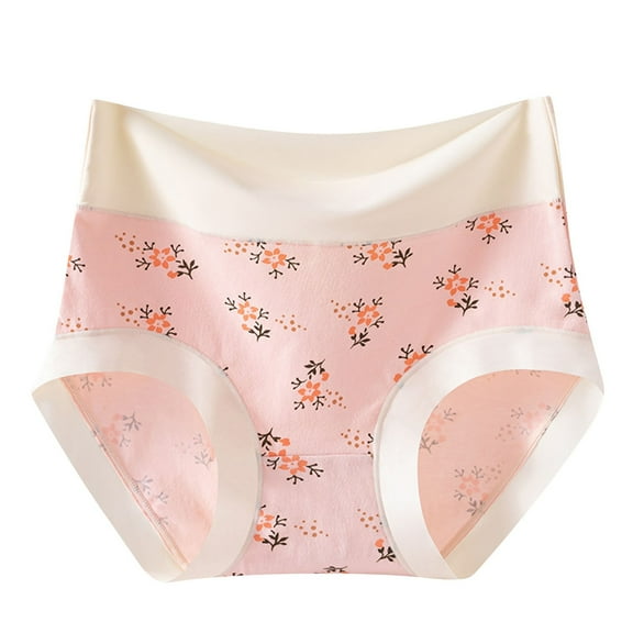 Wdfiry Cotton Briefs for Women Plus Size Stretch Seamless Printing Panties Casual High Waist Comfort Breathable Briefs