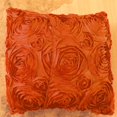 thumbnail image 2 of Satin Rosette Decorative Throw Pillow/Sham Cushion Cover Orange, 2 of 3