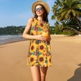 thumbnail image 3 of Naloa Colorful Bohemian Sunflower Print Women's Summer Spring Casual Beach Sundress,Vacation Sleeveless Tank Crewneck Loose Dresses, 3 of 7