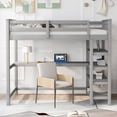 thumbnail image 2 of CoSoTower Twin Size Loft Bed With Storage Shelves And Under-Bed Desk, Gray, 2 of 9
