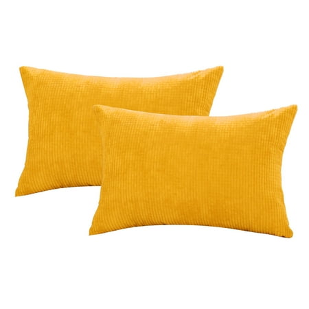 Striped Couch Decorative Cushion Cover Corn Stripe Decoration Throw Pillow Case Cover Shell for Sofa 12x18 Inch Dark Yellow 2pcs ()