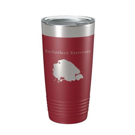

Sutherland Reservoir Tumbler Lake Map Travel Mug Insulated Laser Engraved Coffee Cup Nebraska 20 oz Maroon