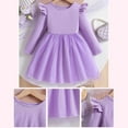 thumbnail image 5 of Atogsazn Kids Girls Ruffle Sleeve Dress Casual Ribbed Long Sleeve Tulle Dresses for Children Summer Princess Clothes 08-Purple 9-10 Years Fashion, 5 of 8