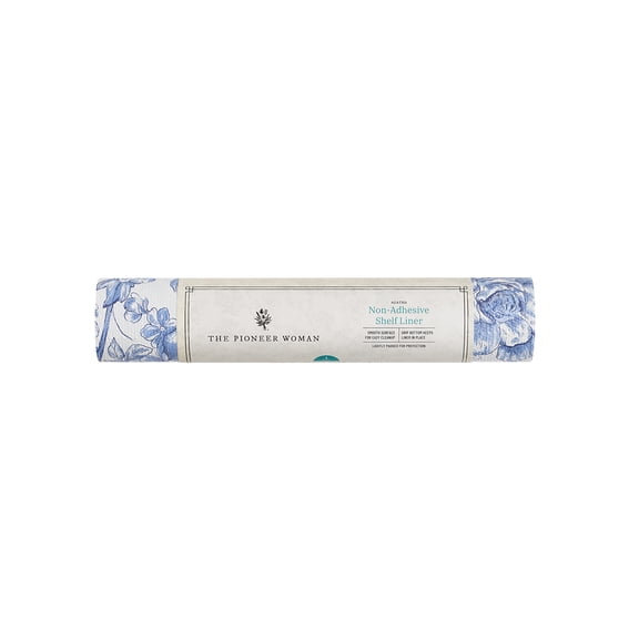 The Pioneer Woman Agatha Non-Adhesive Vinyl Shelf Liner, Blue, 12" x 10'