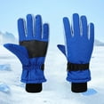thumbnail image 2 of Men Women Ski Gloves for Men Women Simple Color Block Windproof Waterproof Cold Weather Thermal Protection Blue, 2 of 4