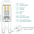 thumbnail image 2 of G9 LED Bulbs 1.5W Equivalent to 20W Halogen Cool White Light 6000K, AC 220-240V, Non Dimmable, Mini Incandescent Bulb, Flicker Free, Pack of 10, 2 of 4