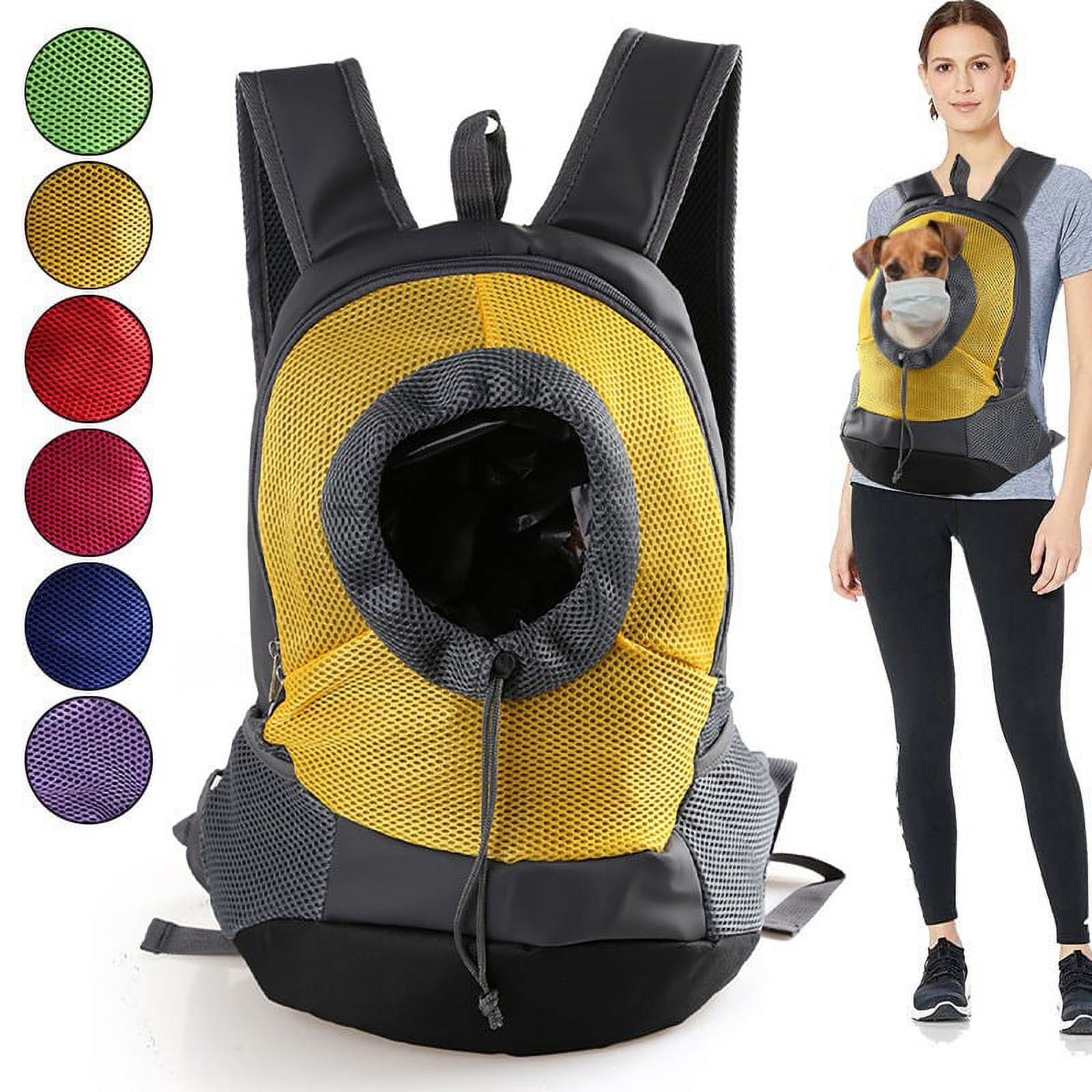 JAHH Foldable Mesh Pet Carrier Backpack, Breathable Dog Shoulder Bag with Chest Strap, Collapsible Cat Travel Bag for Small Animals Outdoor Vet Visits