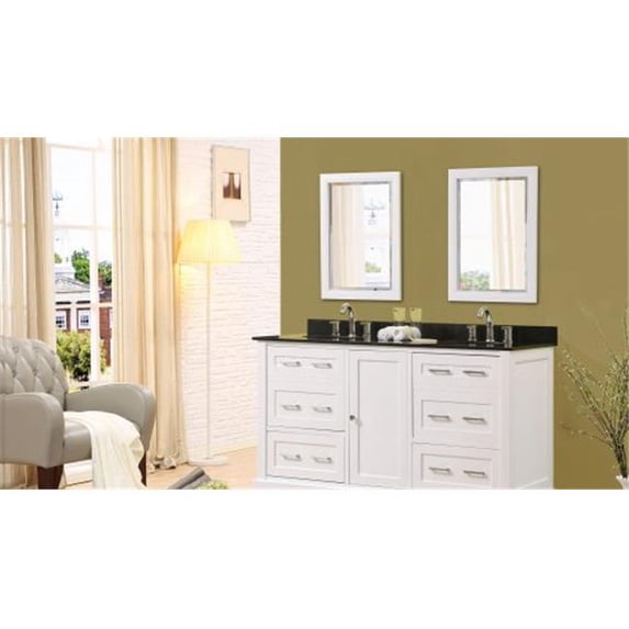 Direct Vanity 5060D14-WBK 60 in.Winslow Vanity in White with Granite Vanity Top in Black with White Basin