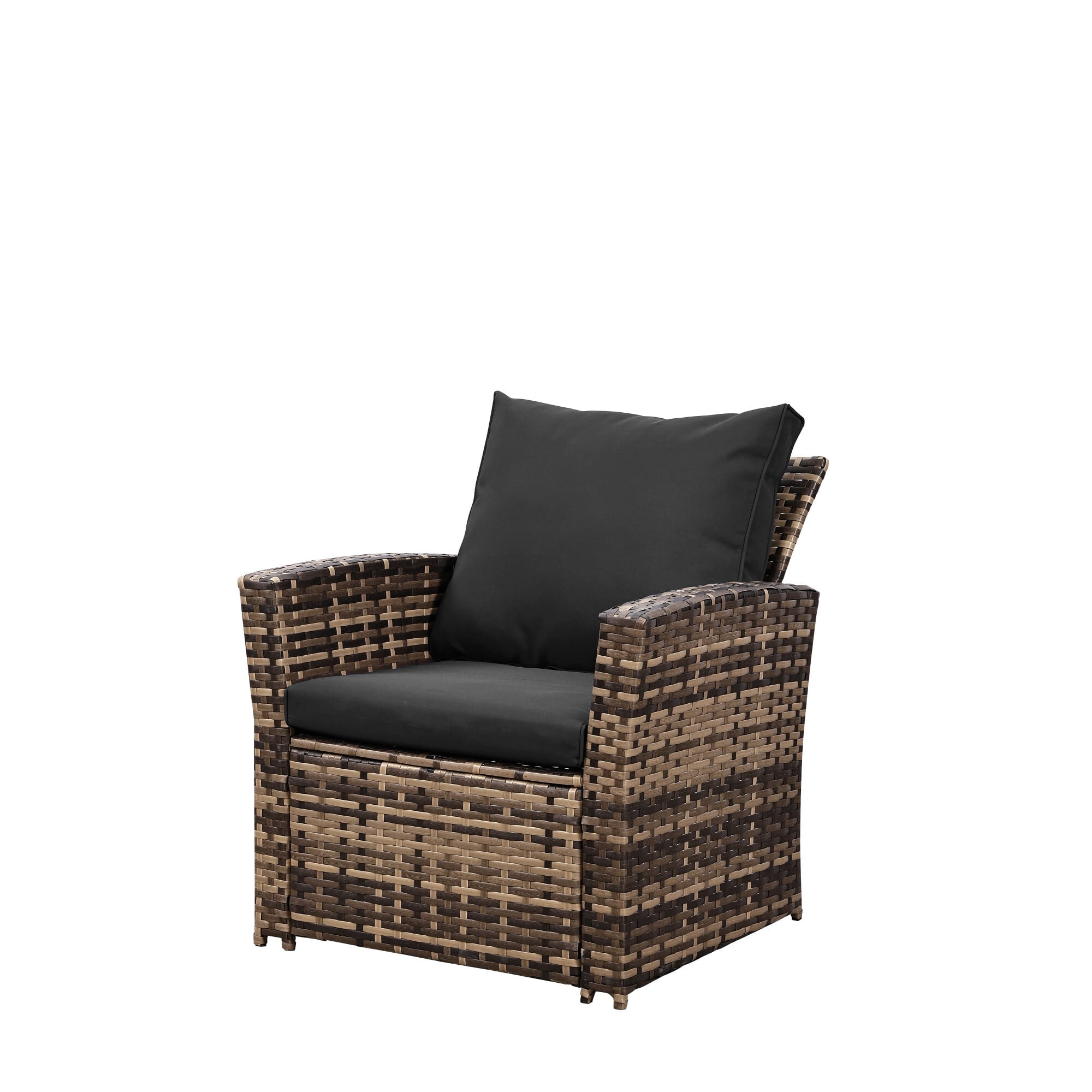 4-Piece Patio Furniture Set, Wicker Outdoor Rattan Sectional Sofa with Cushions and Glass Coffee Table, All-Weather Outdoor Conversation Set for Garden, Porch, Backyard