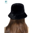 thumbnail image 2 of Deago Winter Bucket Hat for Women Warm Hats Vintage Faux Fur Wool Outdoor Fisherman Cap (Black), 2 of 8